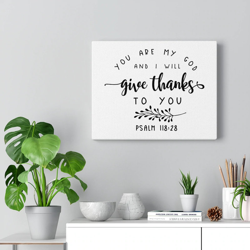 «Donner grâce à vous» Psaume 118: 28, art mural chrétien verset biblique, impression prêt à être accroché, H 12 po x l 16 po