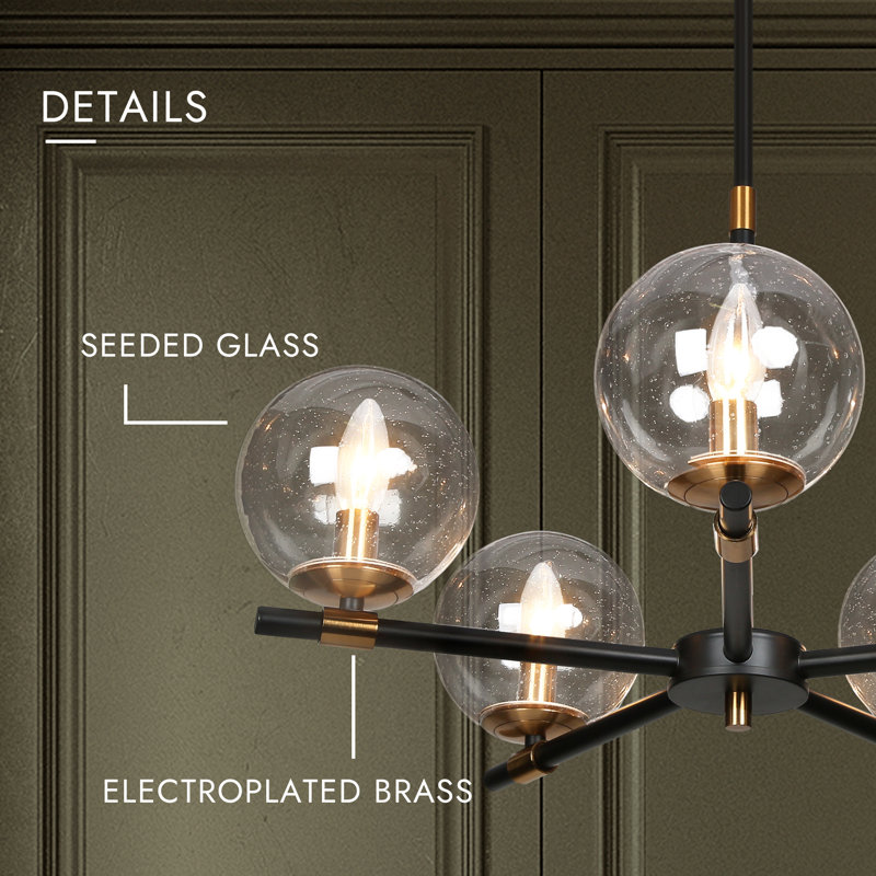 Mansurah 5-Light Shaded Wagon Wheel Black/Brass Chandelier