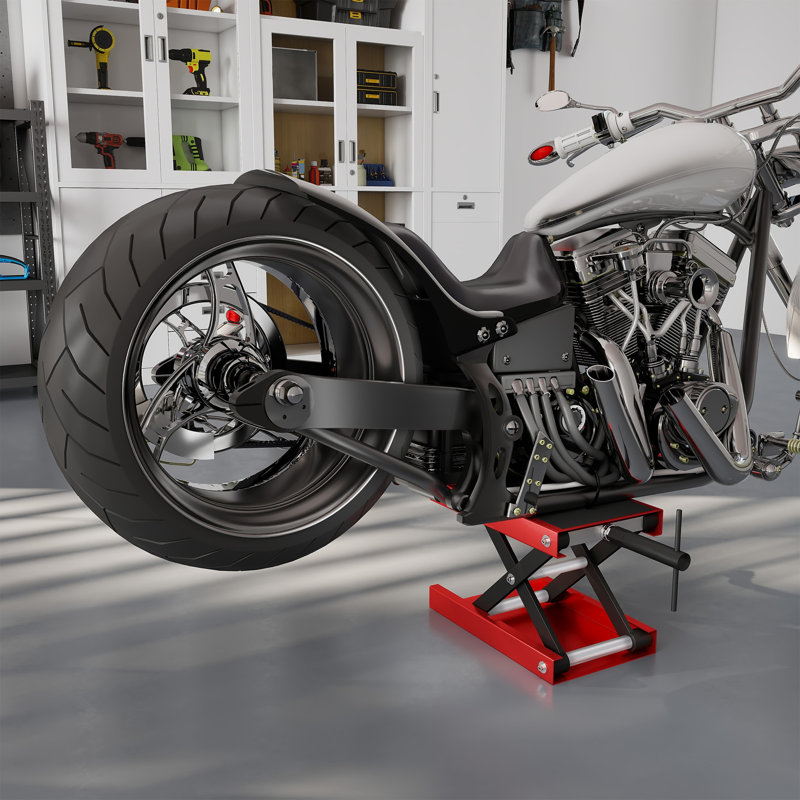 Motorcycle Lift Jack, Height Adjustable 95-340 mm with Wide Deck and Crank, 500 kg Capacity, Repair Scissor Jack for Motorcycles