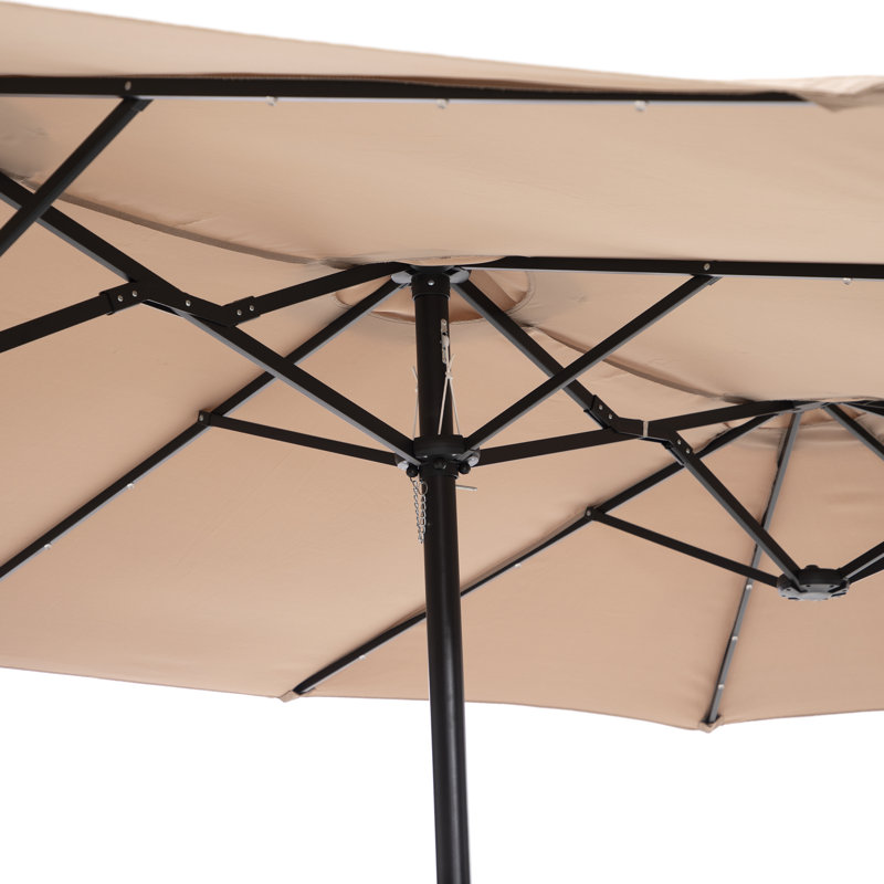 Parasol de marché rectangulaire avec base Yuliana 180 po x 108 po, Beige
