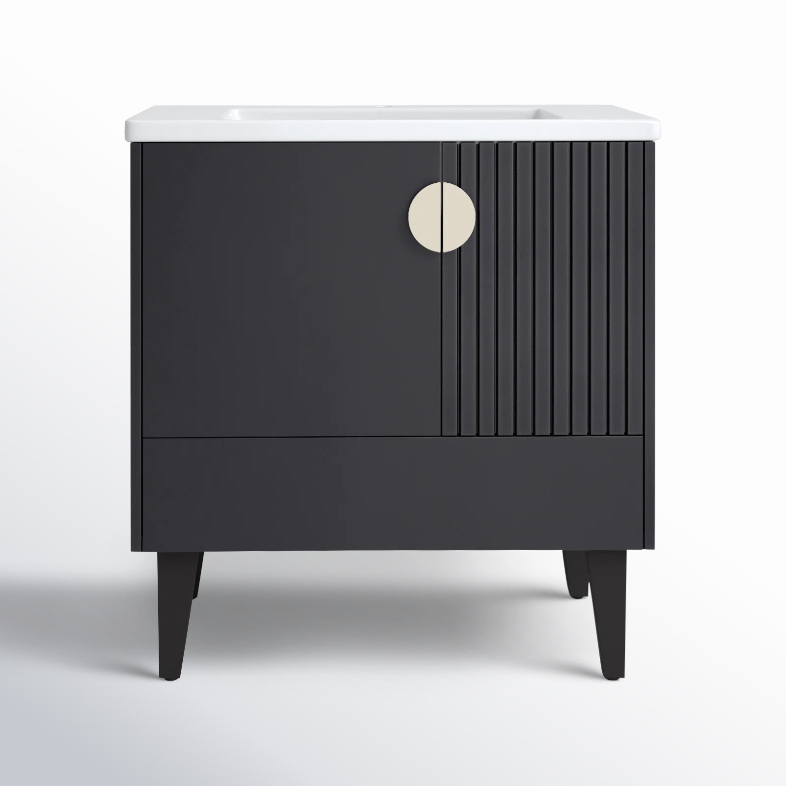Saimah 30'' Single Bathroom Vanity, Black, Satin Nickel
