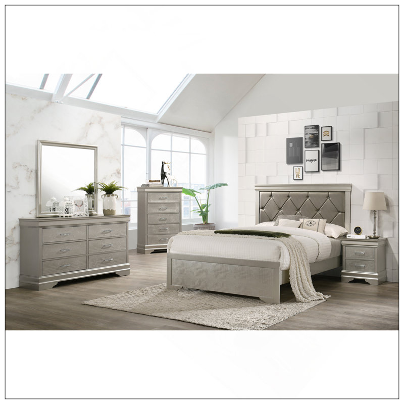 Amalia - Commode - Gol, Argenté / blanc