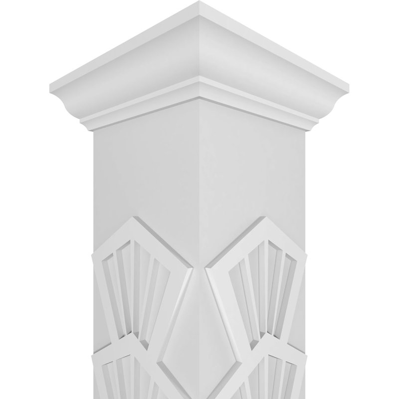 Carré côtier classique Craftsman non effilé avec couronne et colonne chantournée à couronne