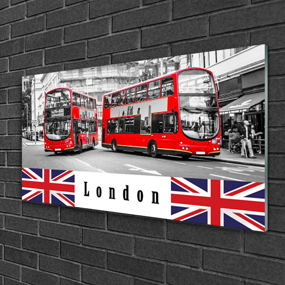 Glasbild Londoner Busse