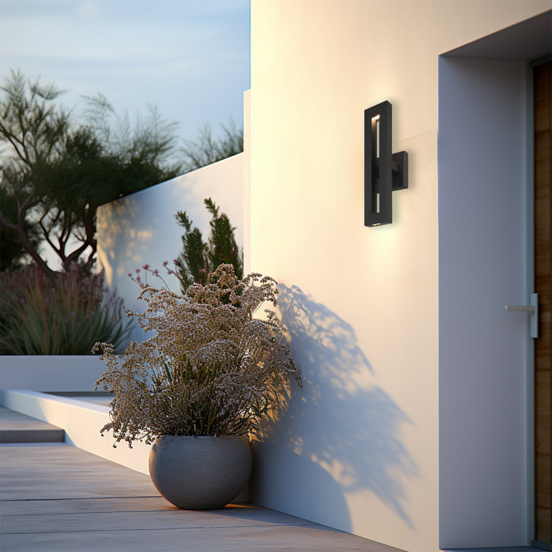 Orren Ellis Miamarie - 2 Light LED Outdoor Wall Mount In Coal Finish, 3" H x 16" W x 5" D