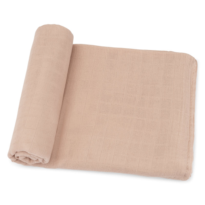 Comfy Cubs Muslin Swaddle Blankets Pack of 1 - 47 x 47 Inch Large Multipurpose Wraps for Newborns, Blush