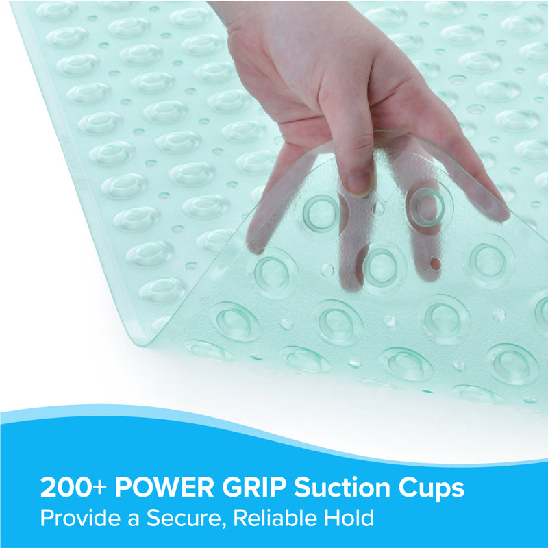 Extra Long Non-Slip Bathtub Mat with Suction Cups, Translucent Light Green
