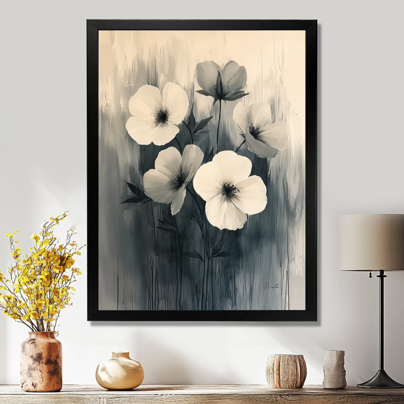 Ahner - impressions sur toile florales, H 44 po x l 34 po, Reproduction encadrée d'une seule photo, Noir