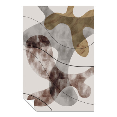 Brown Abstract Geometrics Shapes And Line - No Frame Print