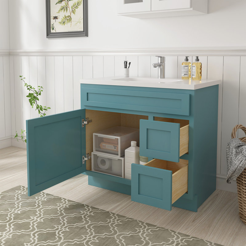 Hibbitts 36" Single Bathroom Vanity Base Only, Sea Green