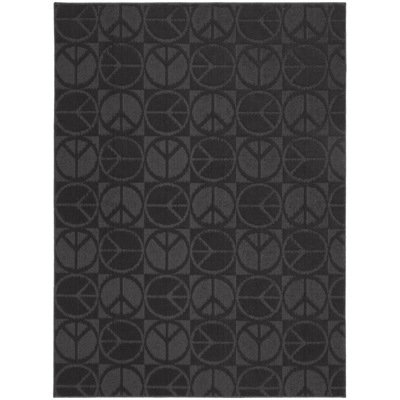 Tapis noir touffeté à motif géométrique Stadler, Rectangle 7 pi 6 po x 9 pi 6 po