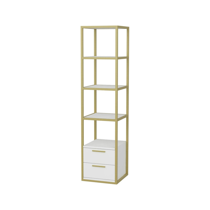 Lininger 169cm H x 39cm W Bookcase, Gold/White