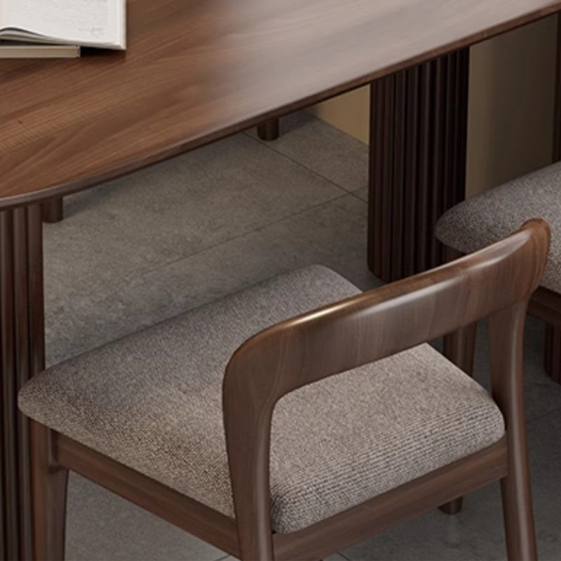 Durable Dark Brown All-solid Ash Dining Table Set, 29.52"H x 55.11"L x 31.49"W
