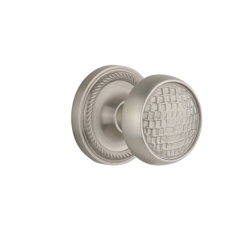 Rope Rosette with Craftsman Door Knob, Satin Nickel, 2-3/4”
