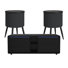 Ensemble de 3 tables d'appoint intelligentes Cimahi en noir : une table basse intelligente et deux tables d'appoint rondes intelligentes.