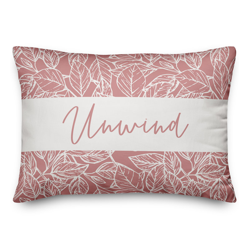 Housse et insert pour coussin d'extérieur rectangulaire Unwind Leaves 17, Rose