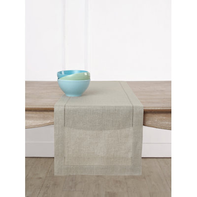 100% Pure Linen Hemstitch Table Runner