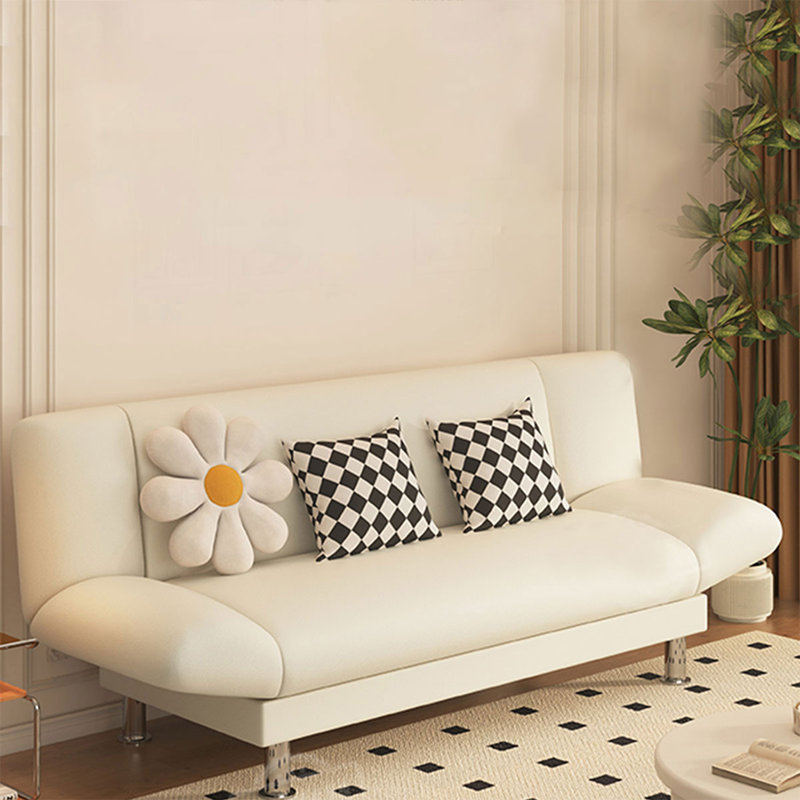 Canapé-coussin modulaire en similicuir blanc crème, 29.53"H*59.06"L*23.62"W
