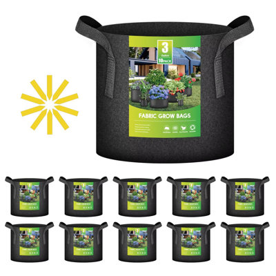 iPower 10-Pack Plant Grow Bags Heavy Duty Thickened Nonwoven Aeration Fabric Container Durable Pots , Strap Handles for Garden