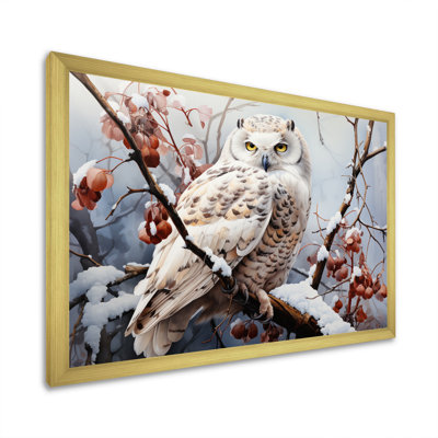 «Snowy Owl Winter III - Winter Landscape», reproduction sur toile encadrée