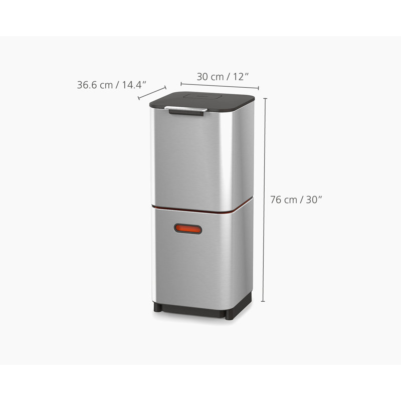 Totem Waste & Recycling Dual Kitchen Trash Can, Stainless Steel, 10.60 US Gallons