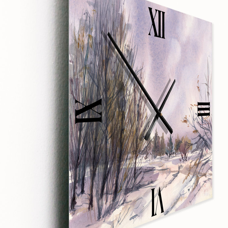 Horloge murale paysage d'hiver avec tons de neige, Moyen