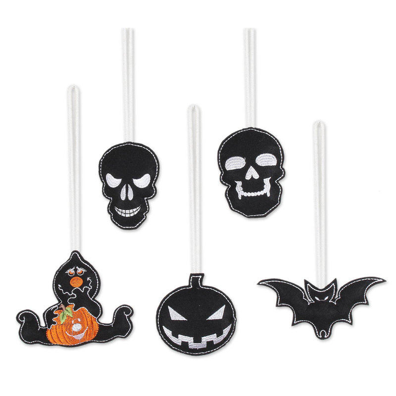 Ensemble d’ornement figurine suspendue pour halloween, Noir