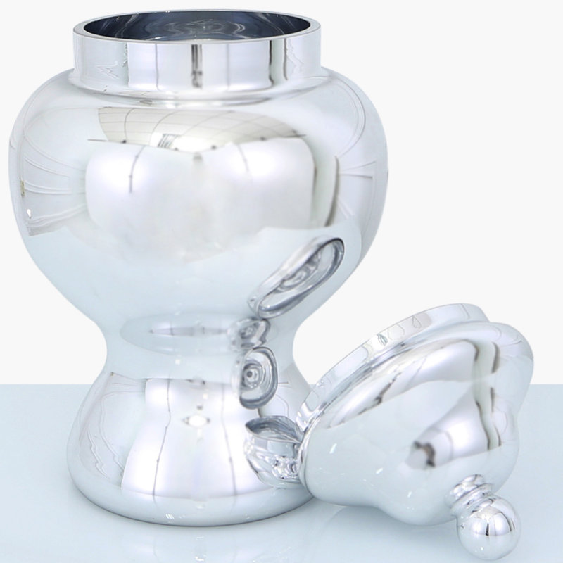 Glass Jar, 45cm H x 27cm W x 27cm D, Silver