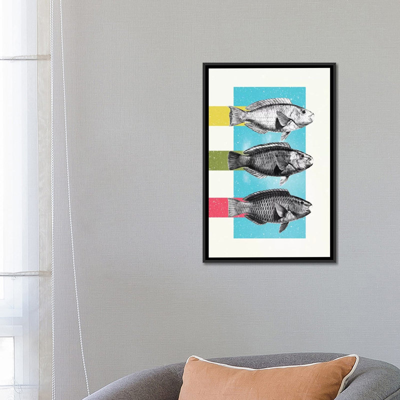«Fish» par Danny Ivan, impression sur toile, H 26 po x l 18 po x P 1,5 po, Toile avec cadre noir, Pas de tapis