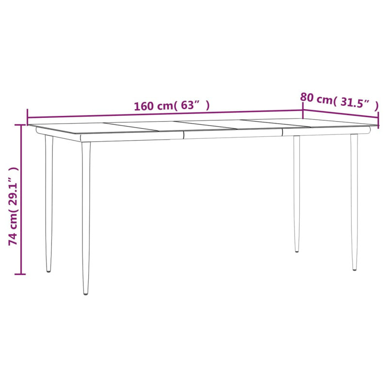 Allende Patio Dining Set with, 6, 63" L x 31.5" W x 29.1" H