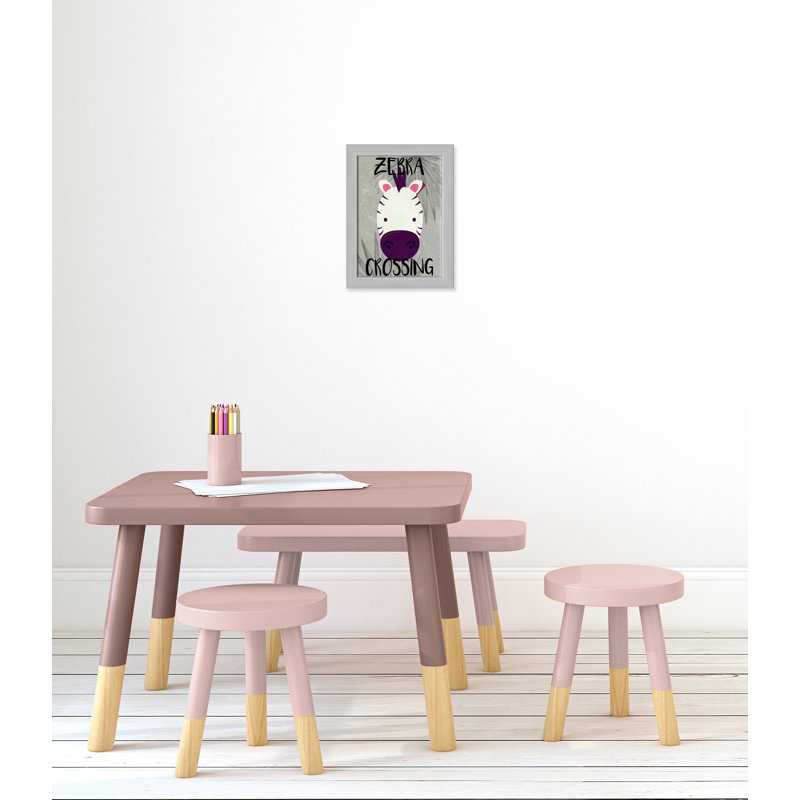 Zebra Crossing Paper Print, 14" H x 10" W x 0.6" D, Silver Flat Framed