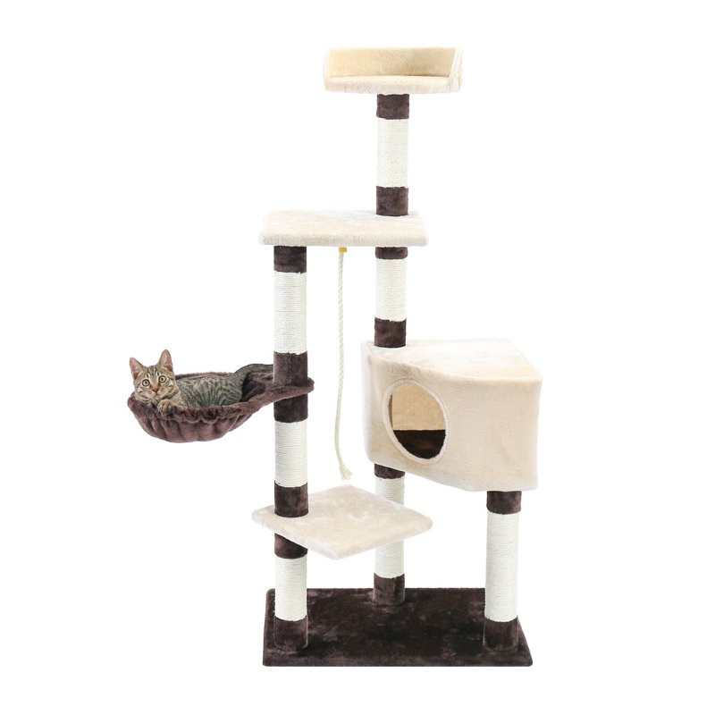 53.5'' Light Gray Sisal Cat Tree Condo with Scratching Posts