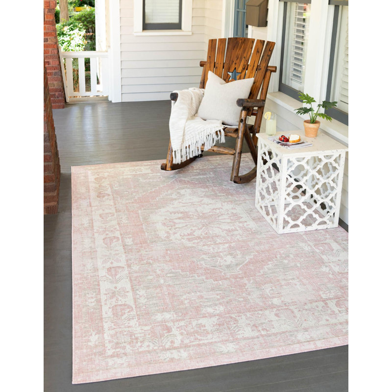 Outdoor Nile Area Rug Pink Color, Rectangle 9' x 12'