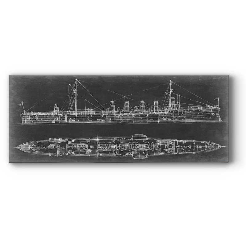 Bleu marine sur toile tendue avec châssis, H 20 po x l 50 po x P 1,5 po