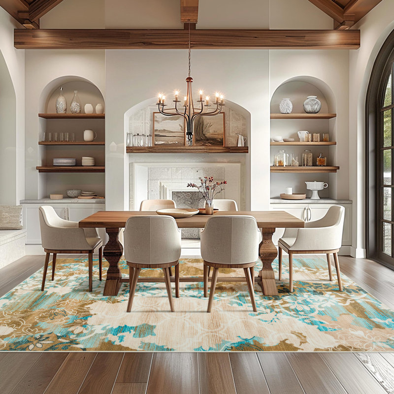 Large Living Room Area Rug Soft Abstract Farmhouse Rugs For Bedroom Under Dining Table, Rectangle 5' x 8'