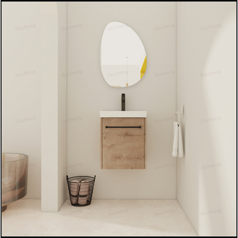 18"Floating Bathroom Vanity With Ceramic Sink, Natural
