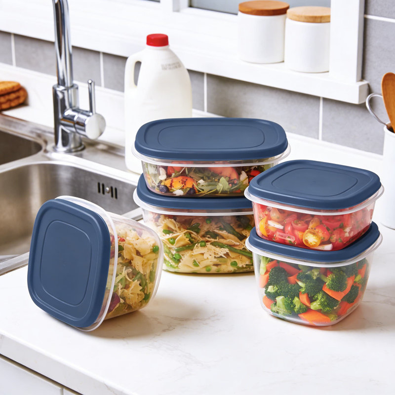 Ensemble de rangement pour aliments, système d'organisation de cuisine modulaire et empilable de 42 pièces avec couvercles encliquetables, ventilation pour micro-ondes et contenants allant au lave-vaisselle