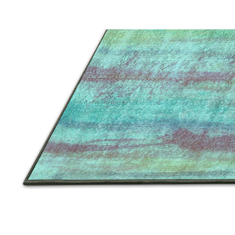 Tapis bleu tissé à la machine Jedicke, Rectangle 2 pi x 3 pi
