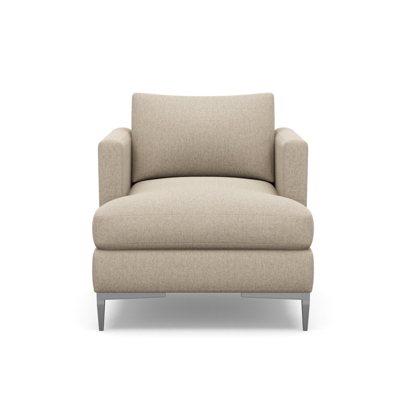 Aiden Accent Chair, Polished Stainless, Brown Polyester