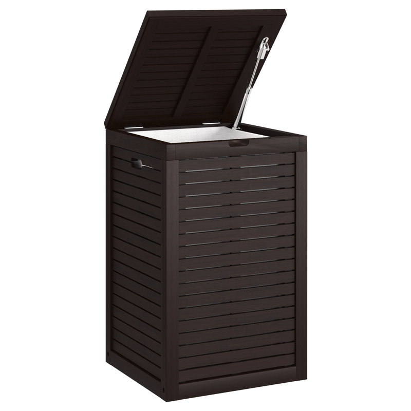 Spa Wood Laundry Hamper with Handles, Medium (22" H x 13.75" W x 13.75" D)