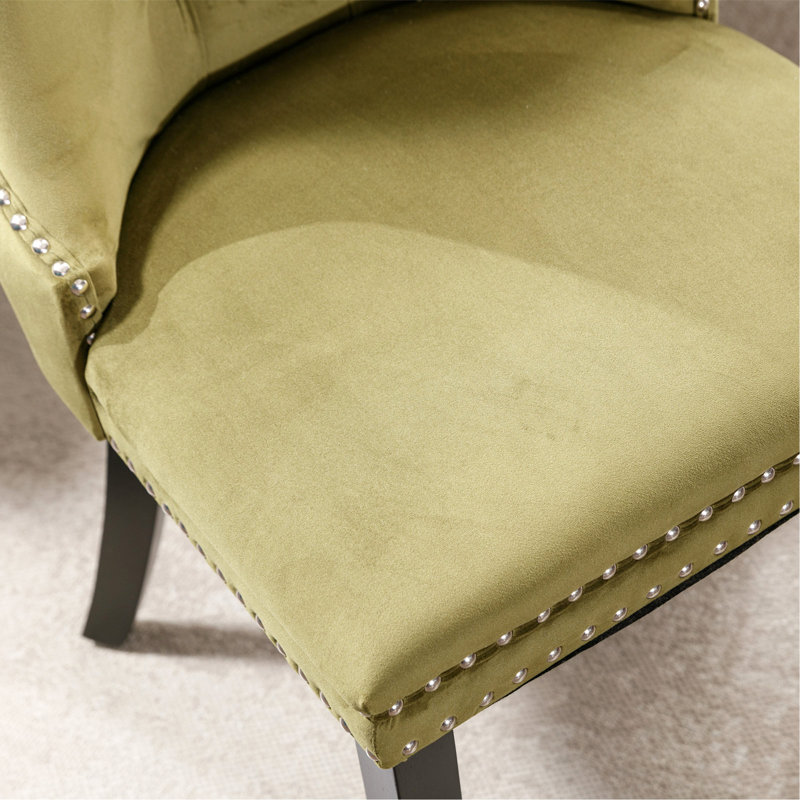 Classic Velvet Dining Chairs, Olive Green Velvet
