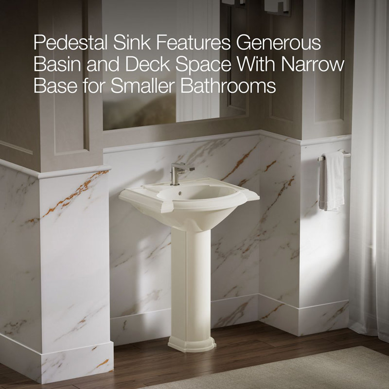 Devonshire® Ceramic 24" Pedestal Bathroom Sink with Overflow, Biscuit