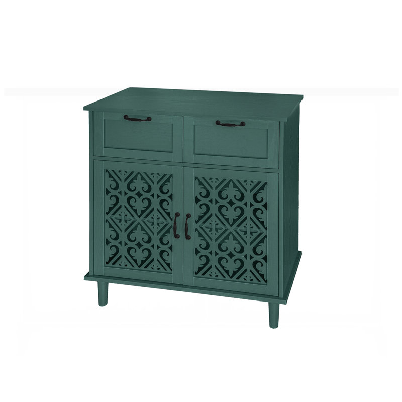 Commode 2 portes et 2 tiroirs, Vert foncé