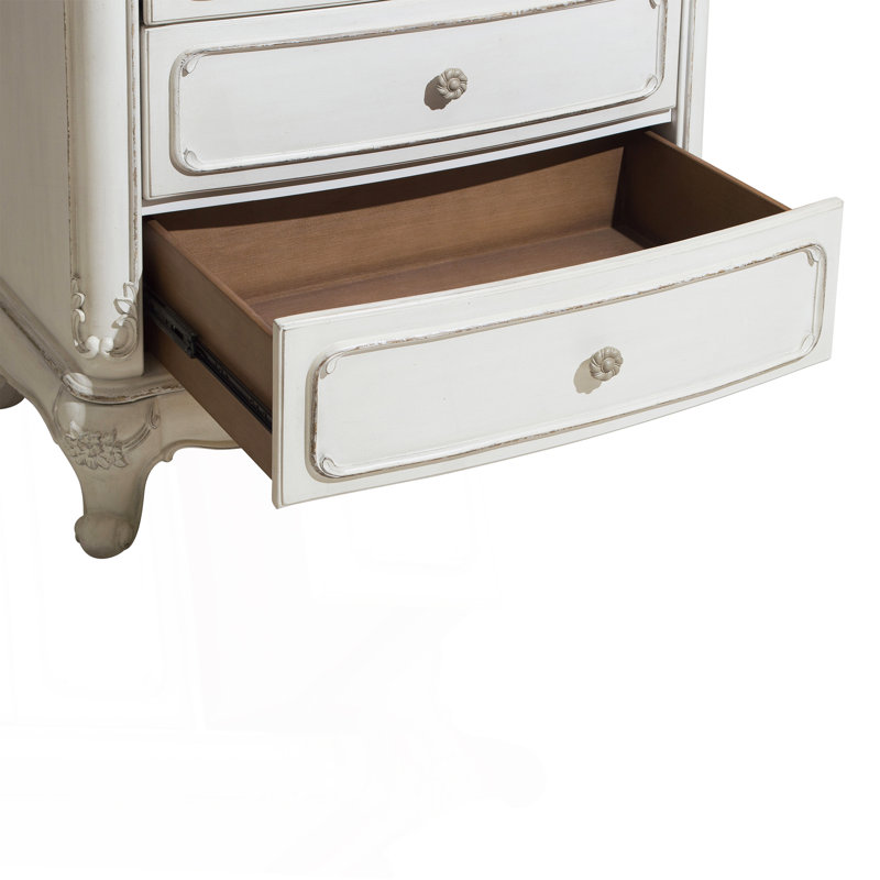 Commode de style victorien à finition blanche et chêne antique avec 5 tiroirs 1 pièce