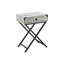 Modern Side Table Featuring Spacious Grey Top And Black Nickel Metal Legs Accent With Laminate