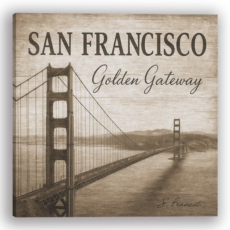«San Francisco - Golden Gateway», art mural sur toile Golden Bridge