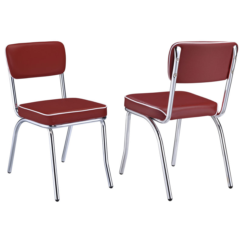 Chaise d'appoint de salle à manger rembourrée Retro (ensemble de 2), Rouge