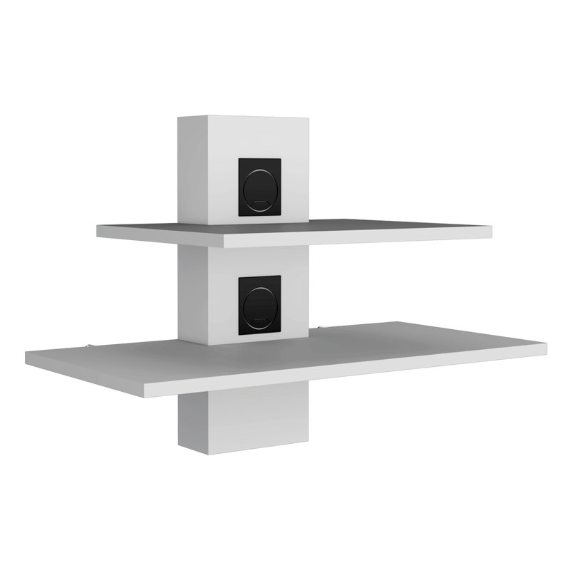 Floating Shelf, 2 Tier-Shelf Wall Unit With Cable Management