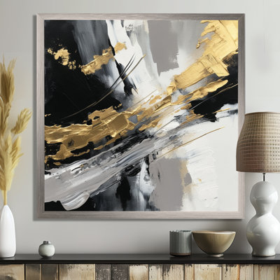 Golden River Wildness Abstract Gold And Black - Abstract Painting Wall Art