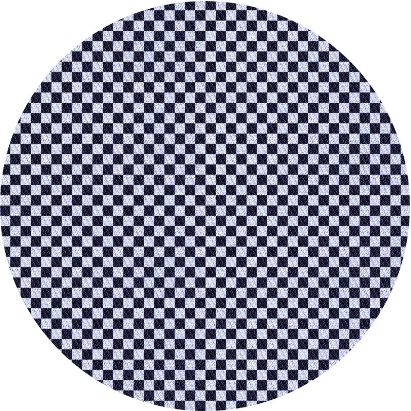 Tapis bleu tissé à la machine, Rond 5 pi